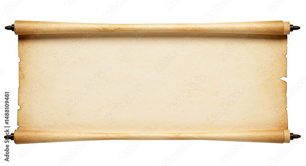 Aufkleber old scroll with blank space for text on white background. ancient parchment document.
