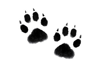 Black Bear Paw Prints on White Background