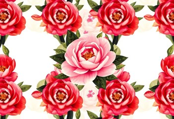 Abstract peony collage seamless pattern in natural tones Fashionable design template, design,  vintage