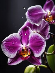 Obraz premium close-up image of a beautiful Orchid flower with water droplets