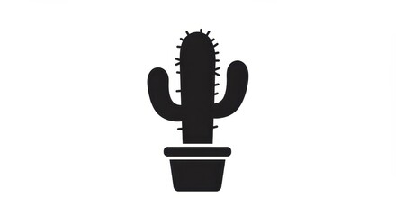 Cactus Silhouette in Pot: Desert Plant Icon
