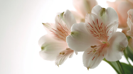 Obraz premium serene arrangement of delicate christmas flowers softly illuminated against pure white background