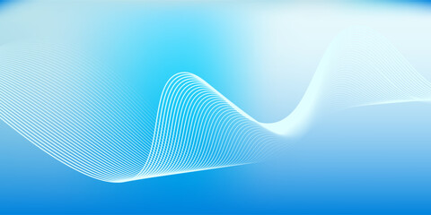Abstract blue gradient background with shining lines waves. Minimalist background for banner, poster, cover, brochure, flyer, website vector