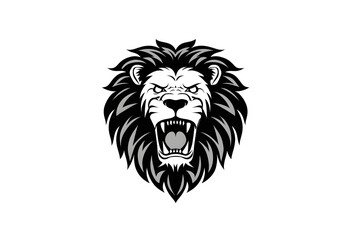 Fototapeta premium Black Roaring Lion Illustration on White Background