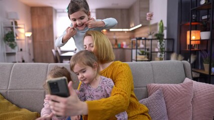 A joyful moment captured with family at home during a cozy afternoon