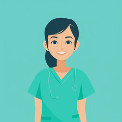 Smiling Female Nurse in Medical Scrubs – Flat Vector Illustration

