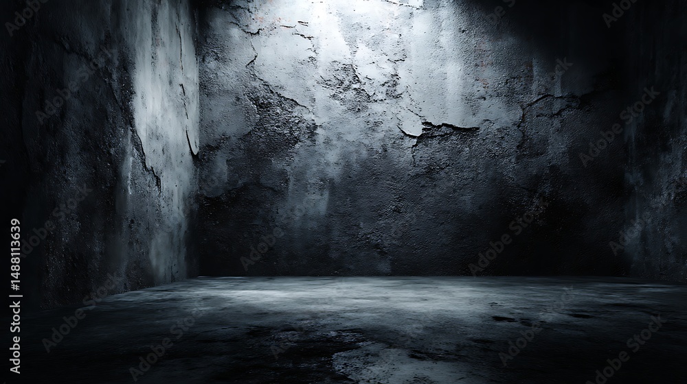 Aufkleber a creepy dark and scratched wall with a grungy cement texture serves as the perfect background for a