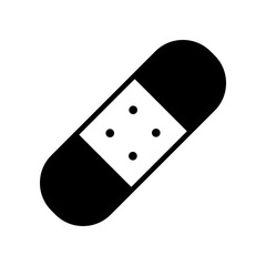 Minimalist Black and White Bandage Illustration for Medical or Healthcare Themes
