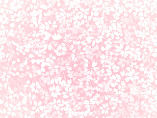 優しいピンク色の葉が重なり合う春のナチュラルパターン背景