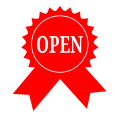 Red Open Badge Ribbon Seal  Free High-Resolution Vector Graphic for Websites and Designs