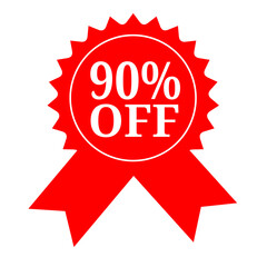 Huge 90% Off Sale Limited Time Discount Badge Graphic Design Element