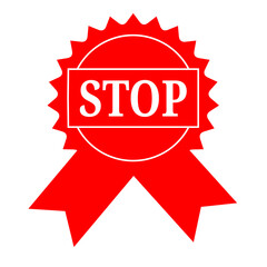 Urgent Stop Sign  Red Ribbon Award Graphic Design Element, High-Resolution Image for Warning, Alert, and Safety Purposes