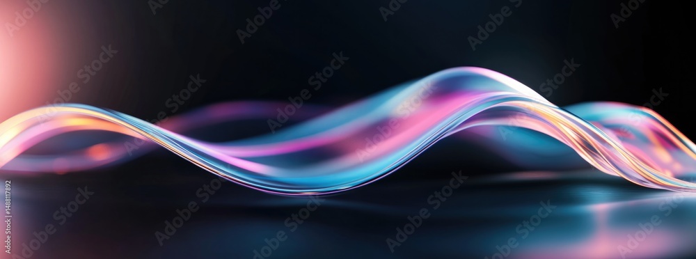 Poster flowing waves of vibrant colors create mesmerizing visual experi
