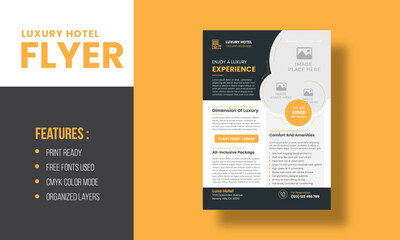 Luxury Hotel Flyer Template for Exclusive Resort and Hospitality Promotion