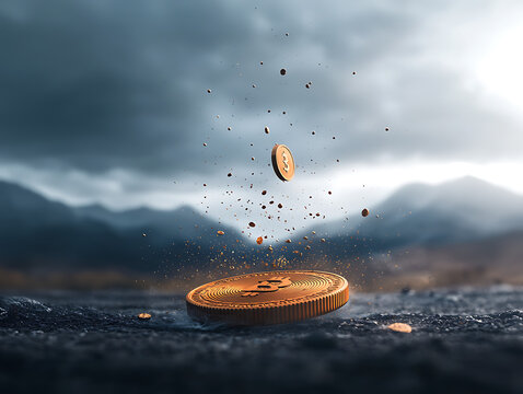 Bitcoin Crash Mountain Landscape.