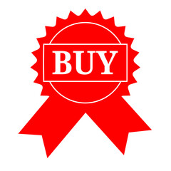 Red Buy Ribbon Badge Premium Vector Illustration for Ecommerce, Shopping, and Sales Promotion