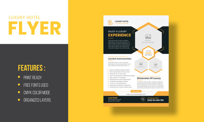 Luxury Hotel Flyer Template for Exclusive Hospitality and Resort Promotions