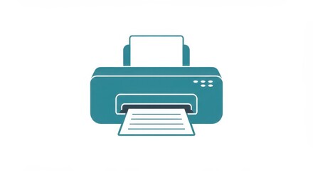 Teal Printer Icon: Office Equipment Graphic