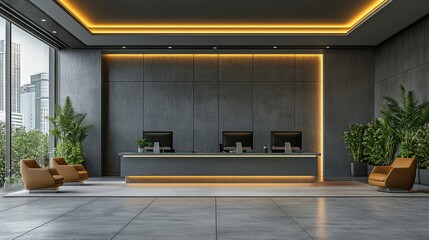 Modern Reception Area with Stylish Design and Natural Lighting