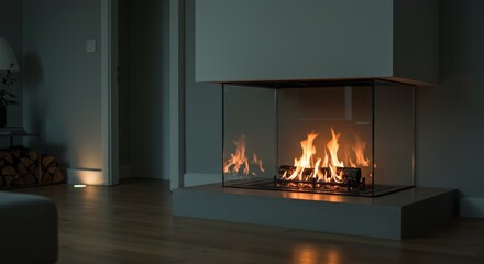 Glass Fireplace with Elegant Glow