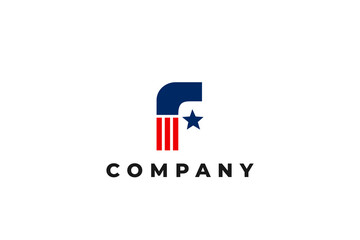 letter f american usa flag star logo