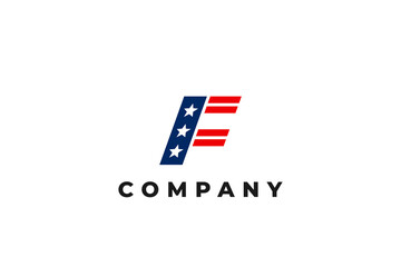 Obraz premium letter f capital american usa flag star logo