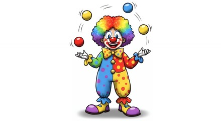 Naklejka premium Colorful clown juggling balls image
