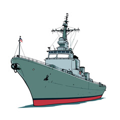 Vsai powerful us navy warship sailing on open sea