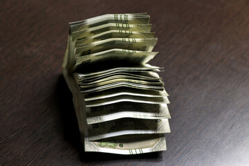 Indian Rupees 500 currency notes on the wooden table