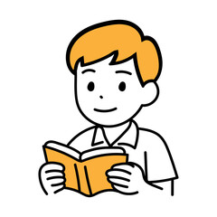 student boy Avatar people human school cartoon read a book and study
