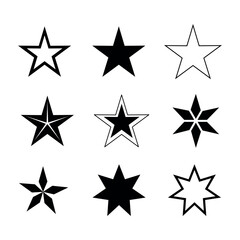 star icon set silhouette and outline abstract star shapes collection