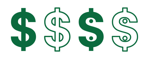Obraz premium dollar sign icon set, money symbol collection, financial currency vector pack