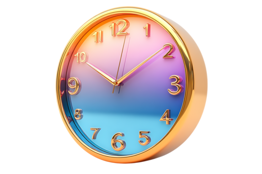 Gold frame clock gradient colors timepiece design