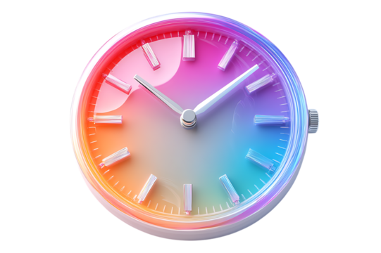 Colorful gradient analog wristwatch timepiece design