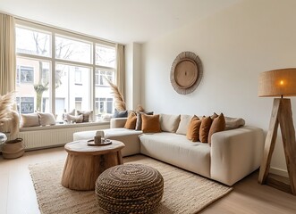 Beautiful living room in Amsterdam, with a cozy and warm style