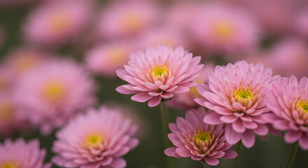 Obraz premium pink chrysanthemum, chrysanthemum, flowers, Pink Chrysanthemum Flowers in Soft Focus