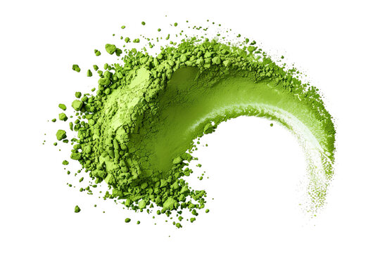 Matcha powder on white background