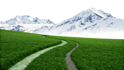 panoramic green hills isolated on a white background PNG