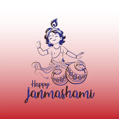 krishan janmashami wishing  vector design