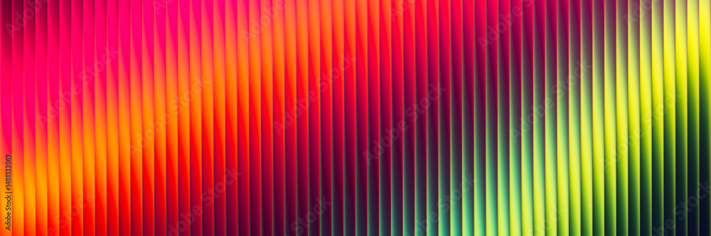 Poster ribbed fractal glass texture with vibrant gradient of warm summer tones and bright smooth fluted ver