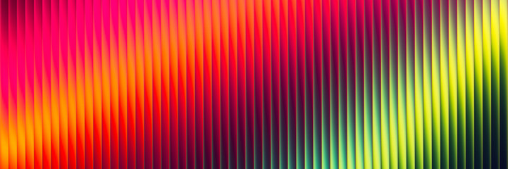 Ribbed fractal glass texture with vibrant gradient of warm summer tones and bright smooth fluted vertical lines. Bold dynamic design blending warm and vivid radiant colors for modern visual project
