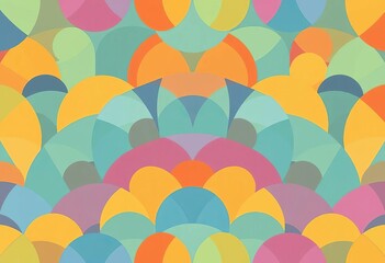 Abstract colorful semicircle mosaic pattern Seamless geometric tileable background with ample copy space, arches, decor