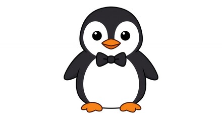 Obraz premium Cute penguin illustration with bow tie