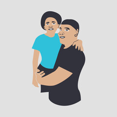 Father carrying his son