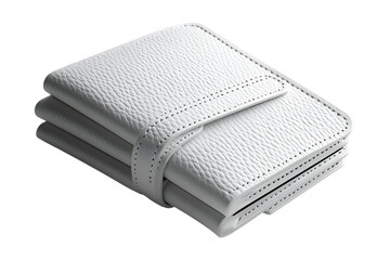 Elegant white leather wallet folded close up