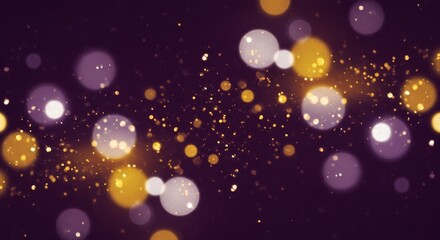 Obraz premium Floating Bokeh Lights with Gold Dust on Dark Background Festive Design