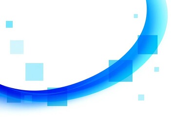 Abstract blue tech curve within geometric squares on white background, flow, data