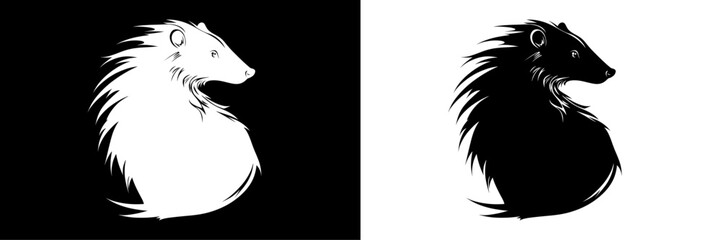 Obraz premium Abstract Black and White Silhouette of a Horse with Flowing Mane in Minimalist Design
