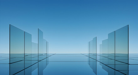 abstract,  architecture,  background, Abstract Glass Structure Against Blue Sky