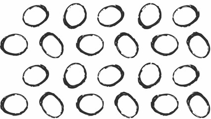 Minimalist Tropical Vibes, Sketchy Ovals and Circles Set in Black on White